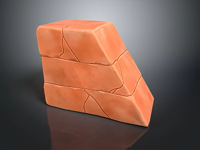 Orange Cracked Stacked Wooden Stone Decorative Blocks with Natural Texture 3d model
