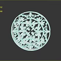 White Circular Decorative Plate With Lace Like Intricate Plant Pattern Design