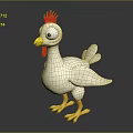 White Chicken Toy With Red Comb Yellow Beak And Yellow Feet On Dark Background