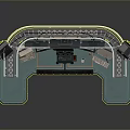 Futuristic High Tech Control Console With Multiple Screens And Data Displays