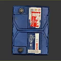 Blue And White Battery With Recycling Symbol And PD Label