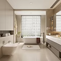 Modern Bathroom Interior Design With Gray Cabinets Bathtub Vanity And Window Blinds