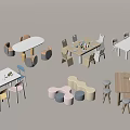 Children's Table With Various Shapes Colorful Chairs And Kids Furniture Set
