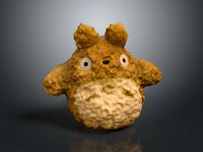 Brown Totoro Plush Toy With Cute Appearance And Big Eyes 3d model