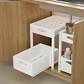 White Multi Tier Storage Organizer Set With Holed Drawers And Toiletries For Bathroom Wooden Cabinet