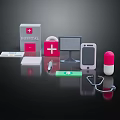 Medical Devices Including Red Cross Box Stethoscope Pill Monitor And Mobile Device