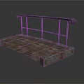 Rustic Small Arched Bridge With Wooden Planks And Black Metal Railing