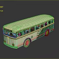 Vintage London Bus Model With Cream And Green Exterior And Reflective Surface Design