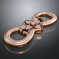 Copper Colored Metal Household Item With Circular Ring Design And Floral Decoration
