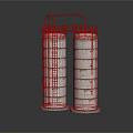 Tall Industrial Storage Tanks With Rusty Metal Ladders And Top Platform Structure