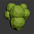 Cartoon Tree Scene With Green Low Poly Canopy And Orange Trunk