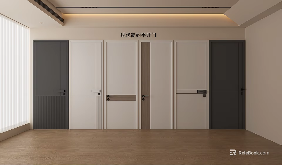 Modern Minimalist Swing Doors With Various Neutral Colors And Sleek Design 3d model 