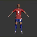 Man With Mohawk Hairstyle In Red Soccer Jersey Number 8 Blue Shorts And Tattoos