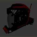 Black And Red Professional Protective Helmet With Transparent Face Shield Ventilation Vents And Sensor Antenna
