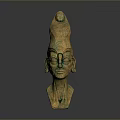 Golden Ancient Egyptian Game and Movie Character Statue With Unique Headdress Green Facial Decorations