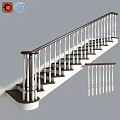 Modern Classic Staircase Interior With Dark Wooden Handrail And White Balusters