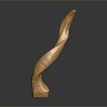 Artistic Golden Curved Textured Sculptures On Black Surface With Reflections