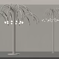 Modern Tree Like Floor Lamp With Curved Branches And Illuminated Bulbs In Minimalist White Design