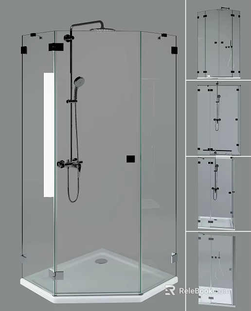 Modern Steam Shower Sauna Design With Glass Enclosure And Modern Fixtures 3d model 