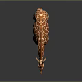 Giraffe Model With Orange Brown Spotted Pattern Standing On Dark Background With Shiny Reflection