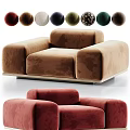 Modern Single Sofa With Colorful Decorative Balls Brown Red Upholstered Metal Base