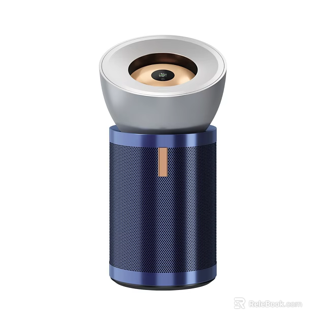 Modern Home Air Purifier With Blue Cylindrical Design And Silver Top 3d model 