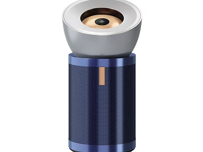 Modern Home Air Purifier With Blue Cylindrical Design And Silver Top 3d model