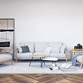 Nordic Sofa Coffee Table Combination 3d model