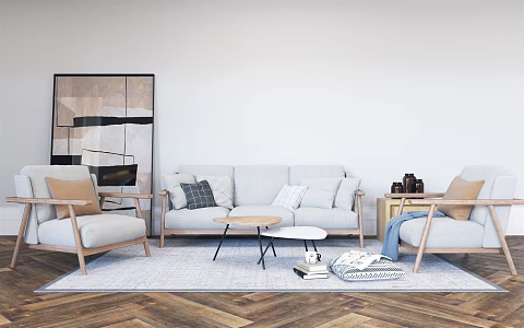 Nordic Sofa Coffee Table Combination 3d model