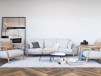 Nordic Sofa Coffee Table Combination 3d model
