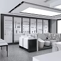Bathroom Products Showroom With Marble Vanities Toilets And Display Cabinets