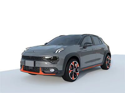 Gray Crossover Car With Modern Design LED Headlights Orange Accents And Alloy Wheels 3d model