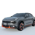 Gray Crossover Car With Modern Design LED Headlights Orange Accents And Alloy Wheels