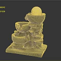 Stone Tiered Garden Fountain Ornament With Top White Sphere Decor