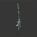 3D Rendered Green Mechanical Sword With Detailed Metallic Structure And Modern Design