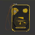 Vintage Yellow And Black Radio With Leather Strap And Circular Design
