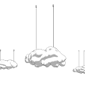Cloud Shaped Pendant Lights Three Sizes Hanging on White Background