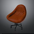 Red Striped Swivel Chair With Upholstered Seat And Wheel Base