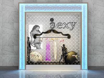 modern window underwear shop window 3d model