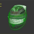 Green Racing Helmet With Claro Logo White Accents And Transparent Visor