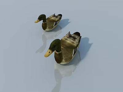 Wooden Boat Floating On Calm Water With Natural Reflections And Serene Surface 3d model