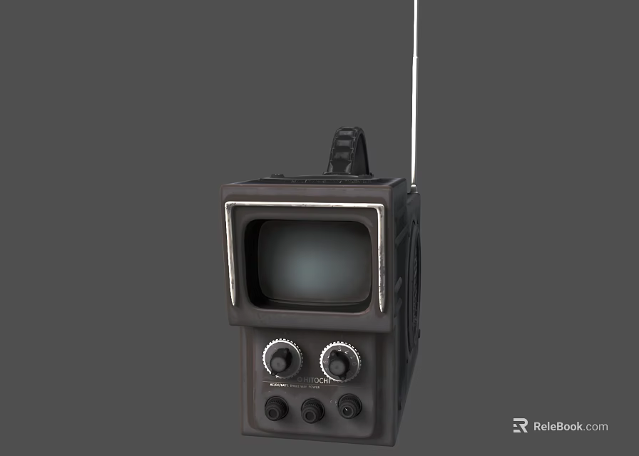 Vintage Portable Television With Antenna Knobs And Classic Retro Design 3d model 
