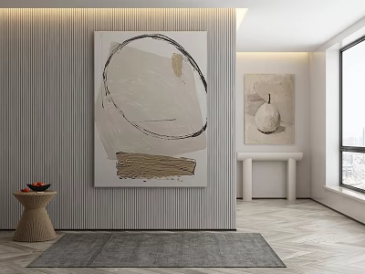 Sculpture Display in Modern Interior With Abstract Art 3d model