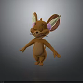 Cute Brown 3D Cartoon Mouse Character With Large Shiny Ears In Standing Pose