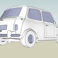 Vintage White Small Car With Classic Rounded Design And Two Door Body Structure