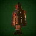 Bronze Robot Character With Red Eyes Mechanical Body And Rusty Metal Parts