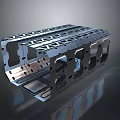 Industrial Landscape Showcasing Metallic Structure With Reflective Panels And Holes