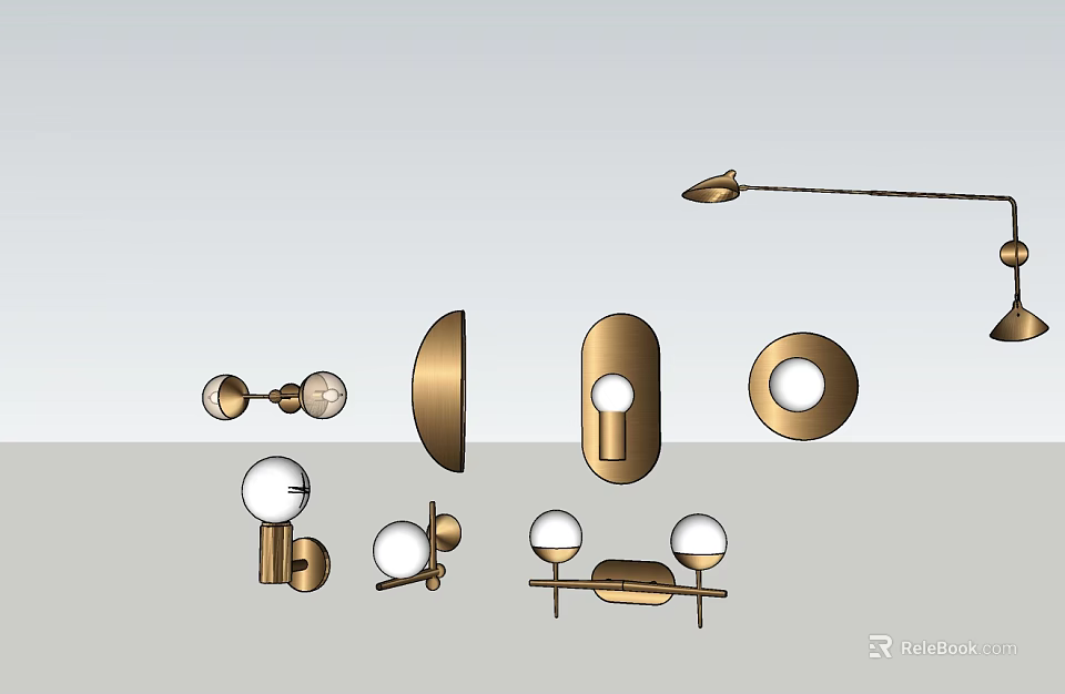 Stylish Wall Lamps With Various Modern Designs And Metal Finishes For Home Decor 3d model 
