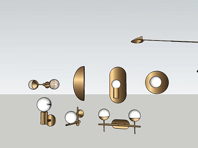 Stylish Wall Lamps With Various Modern Designs And Metal Finishes For Home Decor 3d model