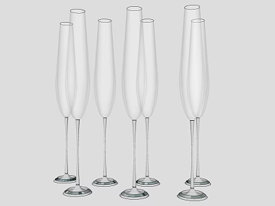 Elegant Wine Bottles And Champagne Glasses With Modern Transparent Design 3d model